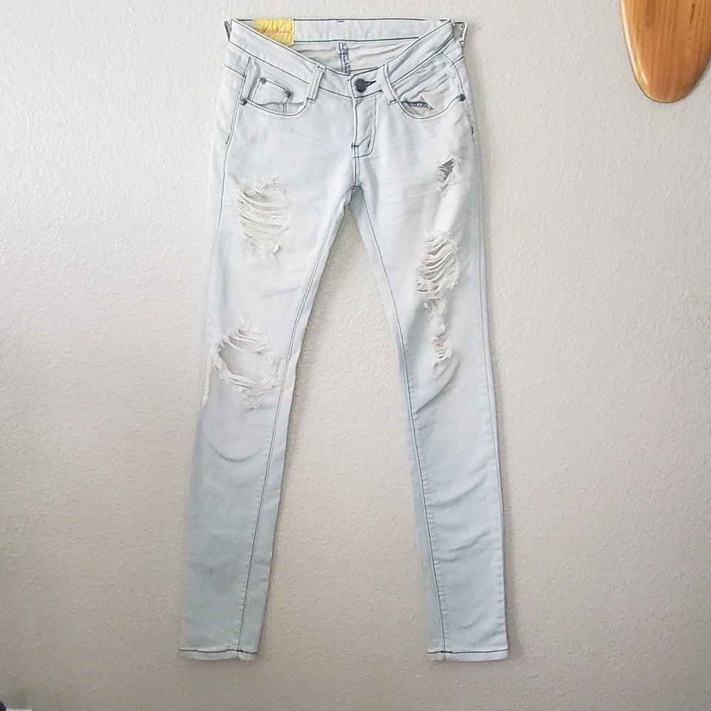 Machine White Ripped Jeans Size: 27